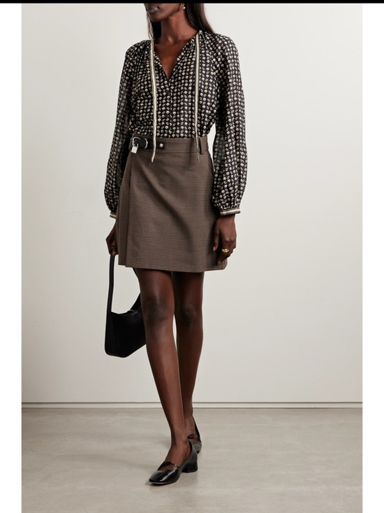 Doen Tops - Doen Black with Cream Accents Tie-Neck Peasant Blouse